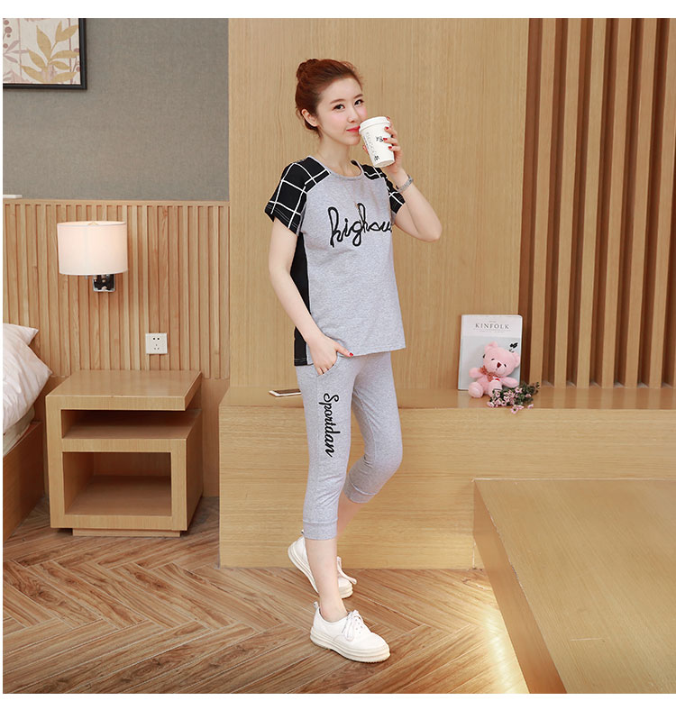 ชุดเสื้อคลุมท้อง+กางเกง 5ส่วน ลายสวย มีผ้าพยุงครรภ์ ปรับขนาดครรภ์ได้ สีเทา M,L,XL,XXL