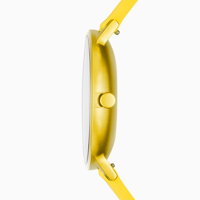 Skagen SKW6557 นาฬิกาผู้ชาย Aaren Kulor Neon Yellow Silicone Quartz Men's Watch
