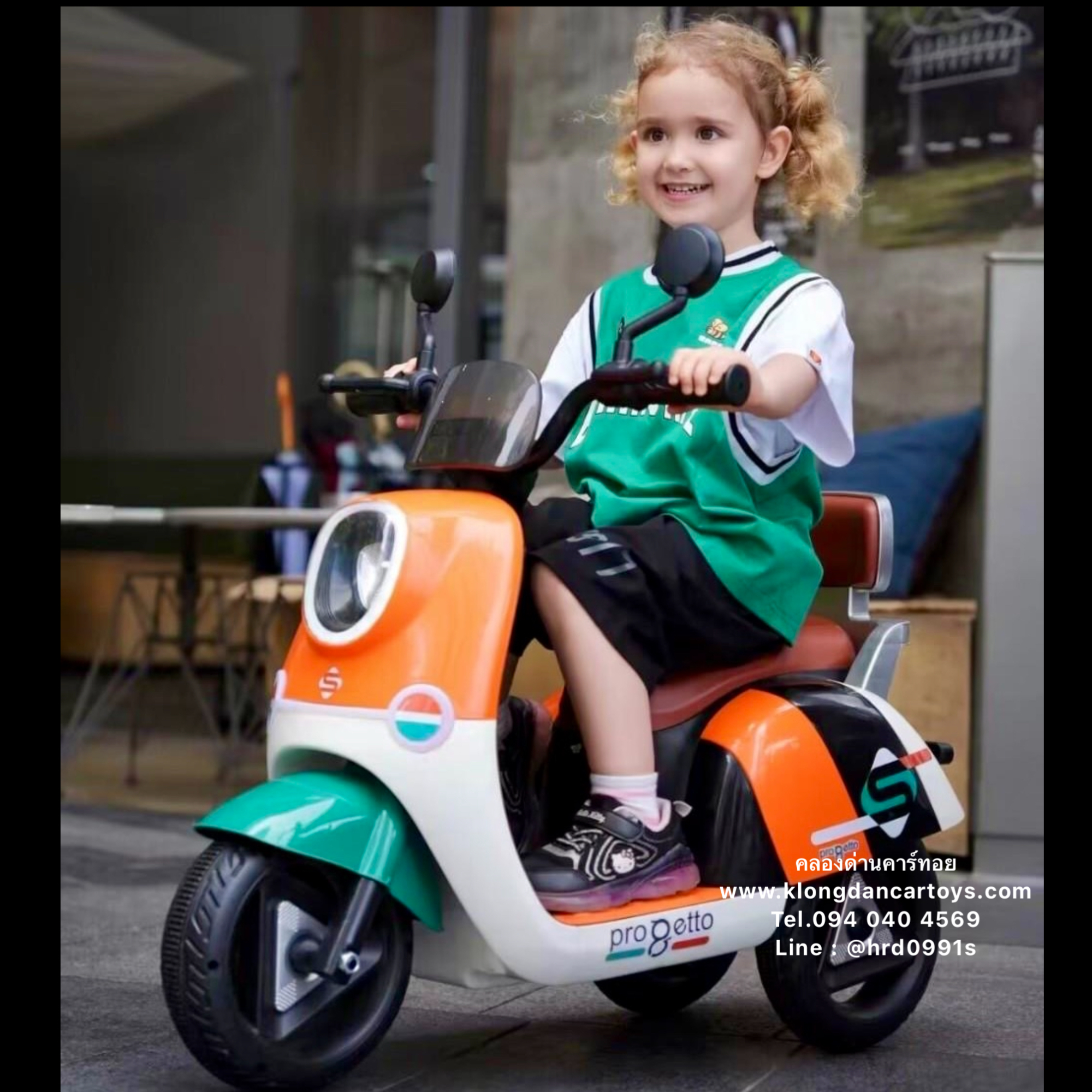 รถเด็กแบตเตอรี่สกู้ปปี้มินิ*มีที่พิง*(1มอเตอร์ แบต6v4.5a, เล่น usd mp3)