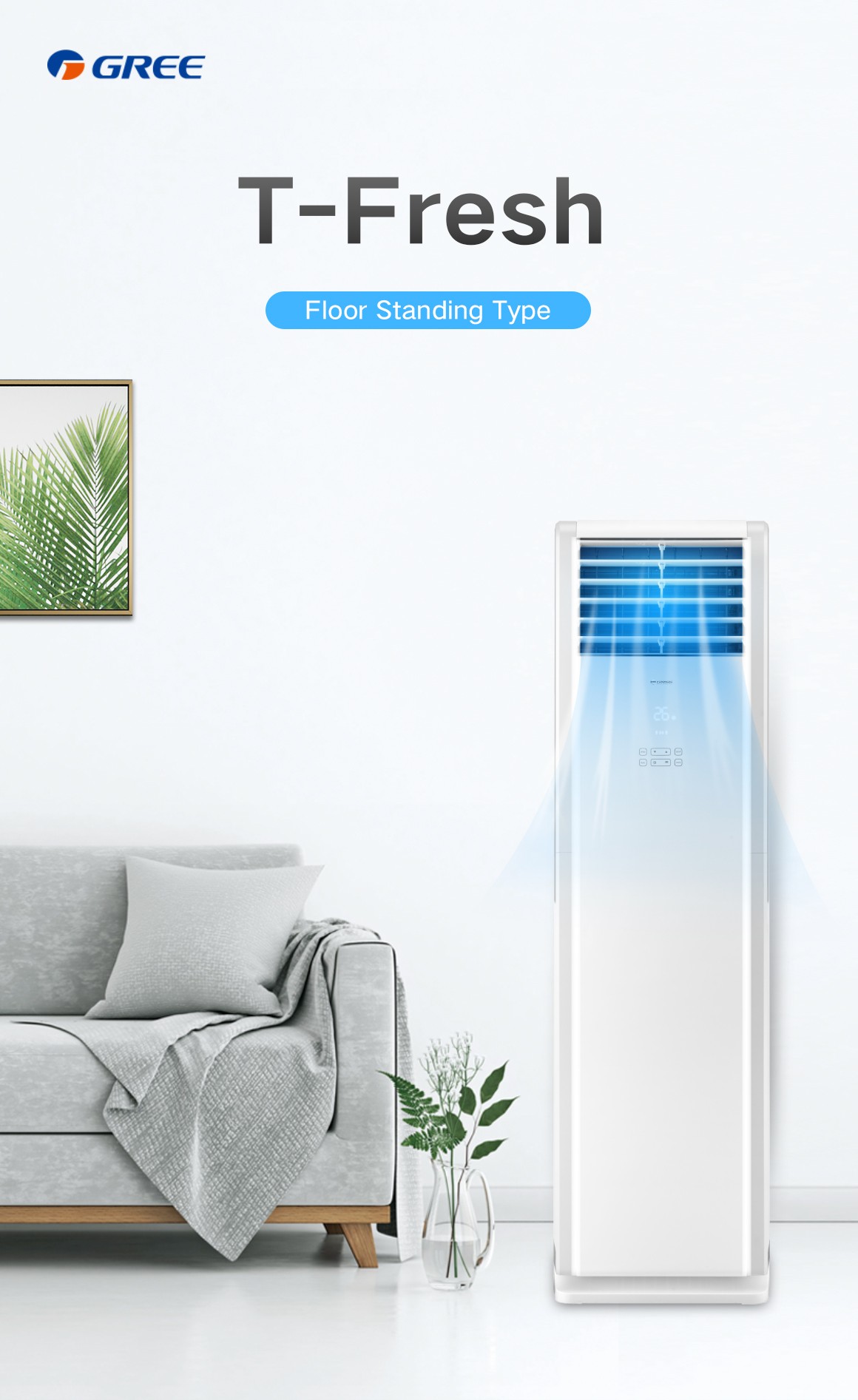 เครื่องปรับอากาศ GREE แบบตู้ตั้งพื้น ขนาด 21,200 BTU รุ่น GVC24AM/I /GVC24AM/O (BUILT IN REMOTE)