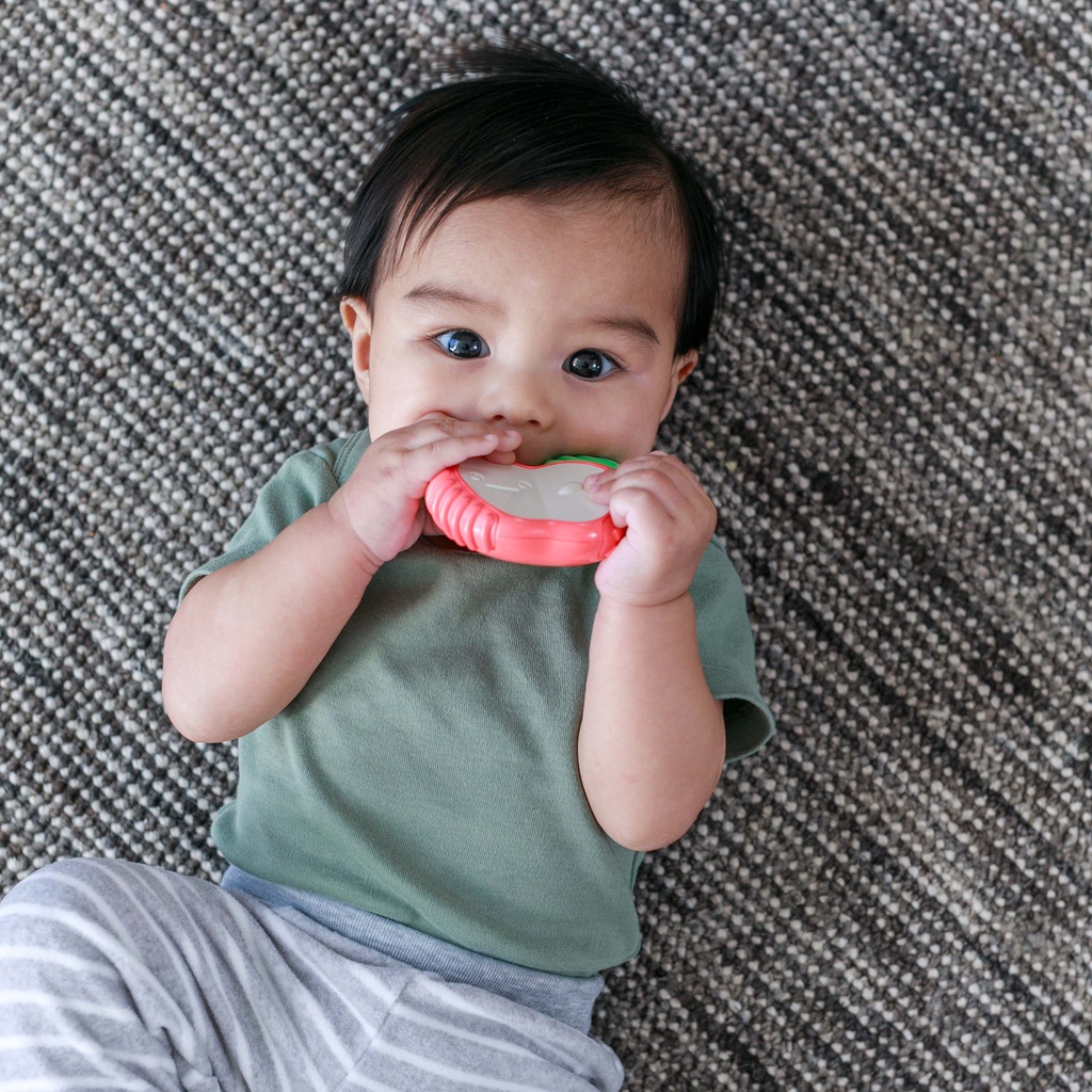 *แถมฟรี แปรงซิลิโคนสวมนิ้ว* Infantino ยางกัดแอปเปิ้ล Lil Nibbles Vibrating Teether Apple