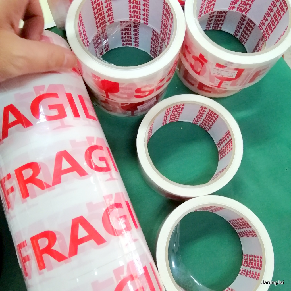 opp tape เทปกาว ระวังแตก ยาว 45 หลา ตัวหนังสือสีแดง SK24B ศรีสะเกษ