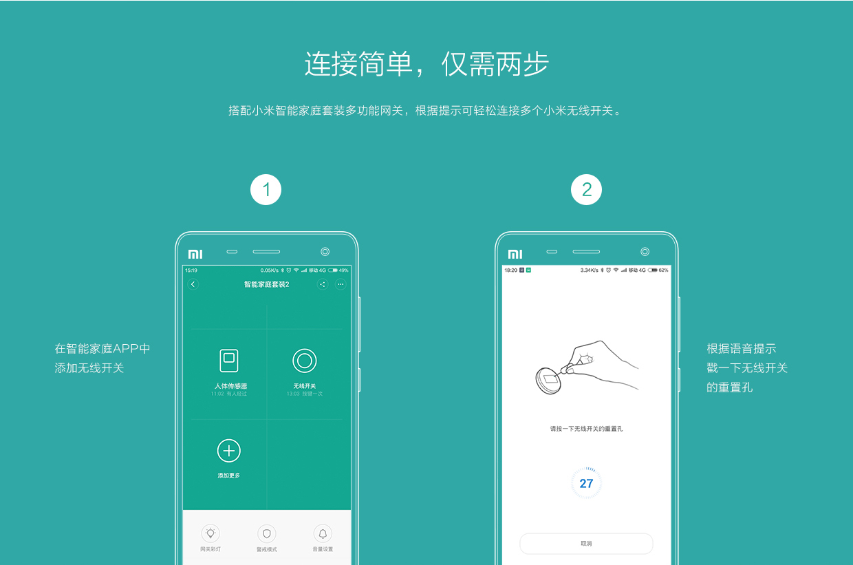 Xiaomi Wireless Switch - รีโมท+กริ่งไร้สาย (BLE) (CN)