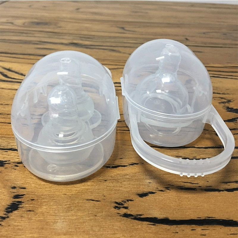 กล่องรูปไข่ ใส่นมหลอก PP กล่องเก็บจุกนม แบบพกพา มีหูแขวน