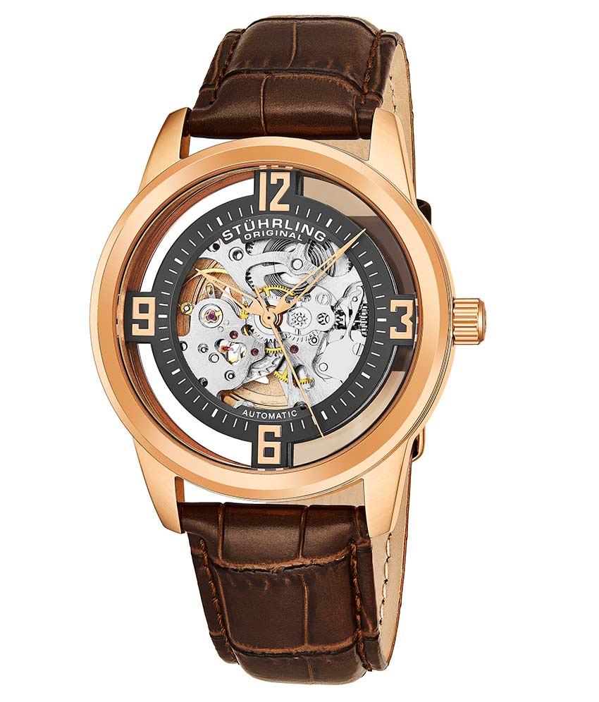 Stuhrling Original 877.05 นาฬิกาผู้ชาย Stuhrling Original รุ่น 877.05, Winchester Automatic Skeleton Leather Strap Men's Watch