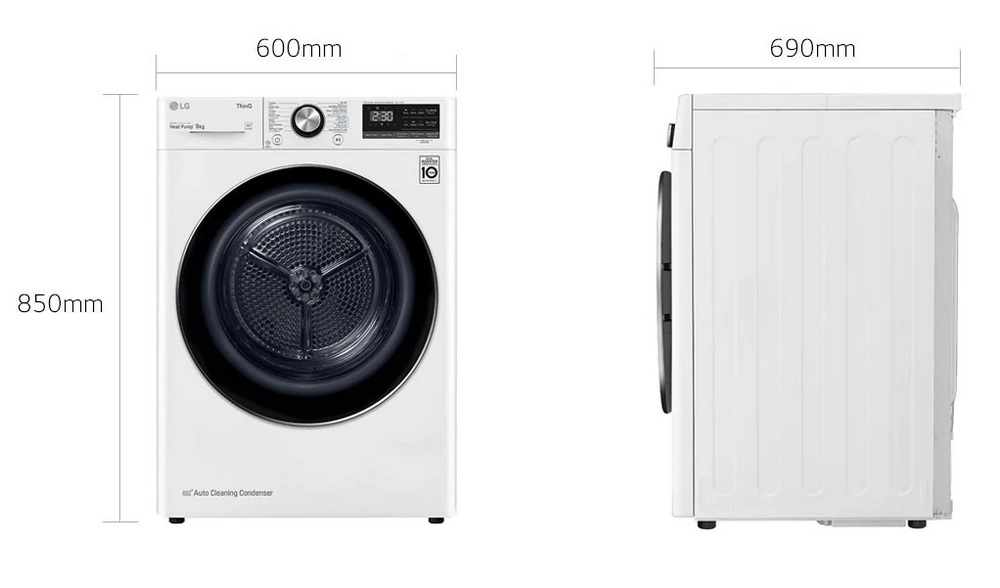 [ผ่อน0%] LG เครื่องอบผ้า ฝาหน้า 9 Kg รุ่น RV09VHP2W.ABLPETH (ชลบุรี ส่งฟรี)