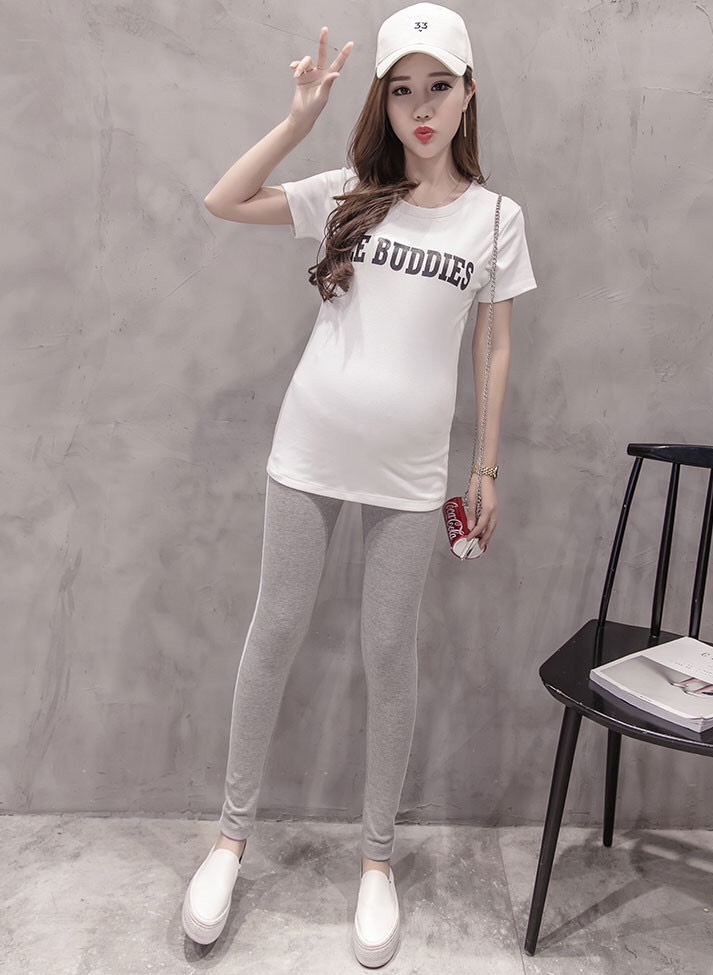 เลคกิ้งคนท้องขายาว ผ้านิ่มยืดสบาย ด้านข้างลายเส้นแบบสปอต สายปรับขนาดครรภ์ มี 3 สี M,L,XL