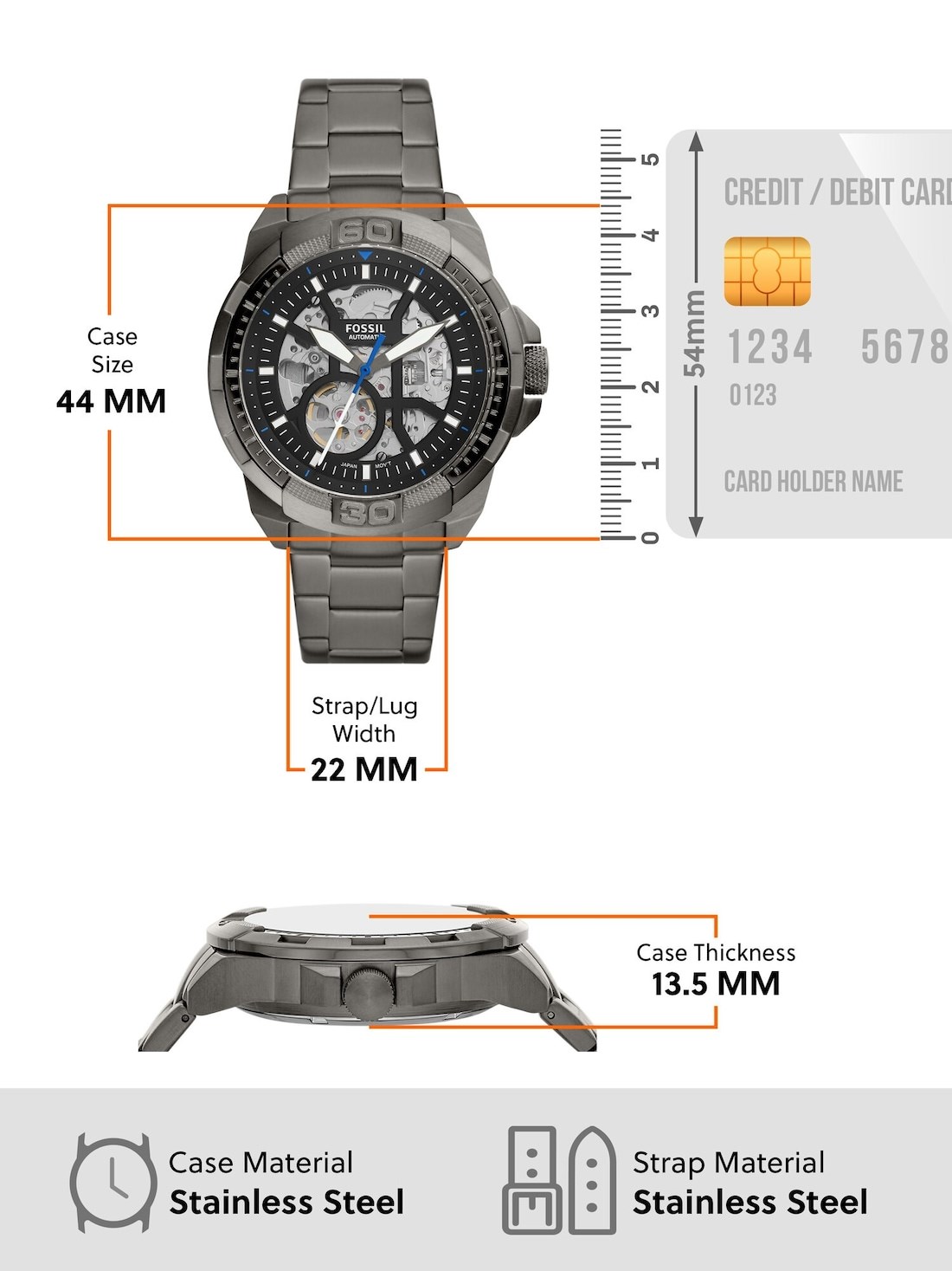 Fossil ME3218 นาฬิกาผู้ชาย Bronson Aumatic Men's Watch