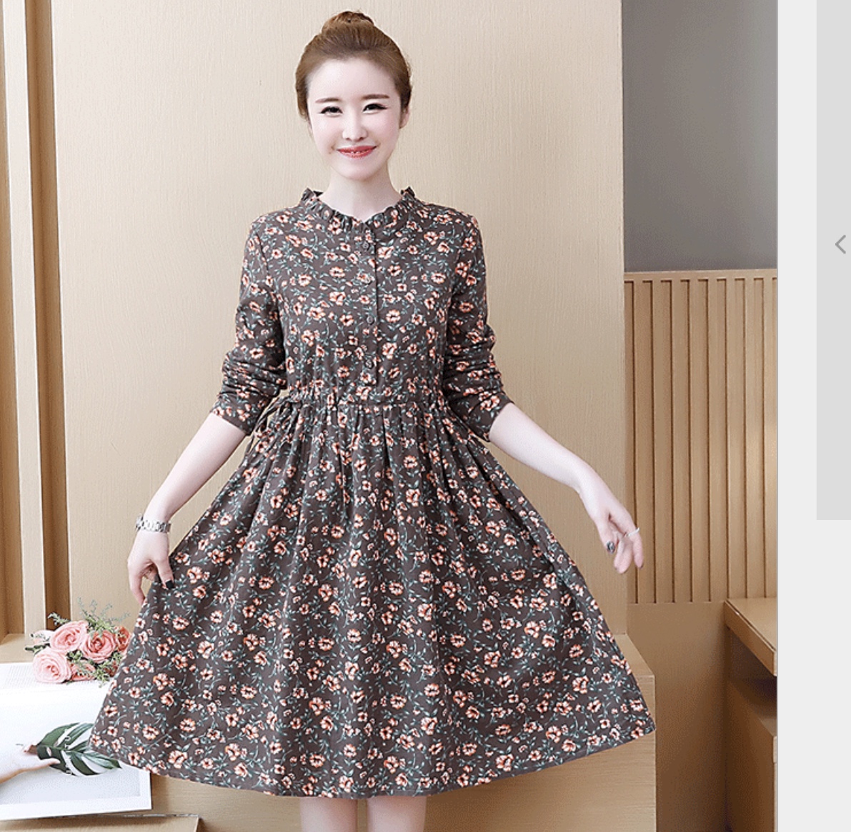 ชุดคลุมท้องสไตล์เกาหลี แบบสวยมาก กระดุมเปิดได้ มีเชือกปรับขนาดครรภ์ด้านข้าง M L XL XXL