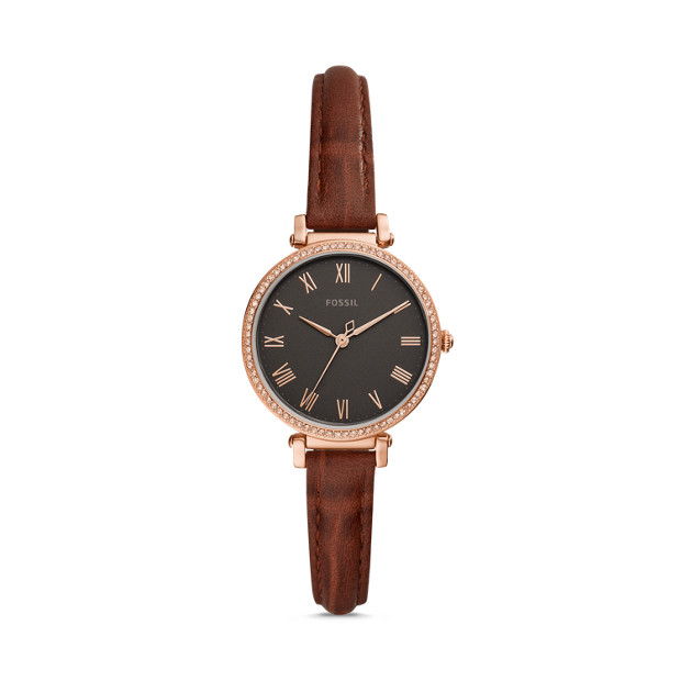 Fossil ES4682 นาฬิกาผู้หญิง Kinsey Three-Hand Brown Leather Quartz Women's Watch