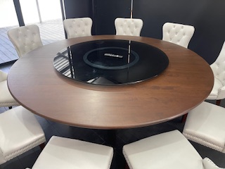 Round Table 圆桌会议 餐桌 中式餐桌 配有旋转镜组 โต๊ะกลม โต๊ะจีน ขนาด 200 cm.นั่ง 14 คน โต๊ะกลม พับครึ่ง มีล้อ,หน้าขาวโฟเมการ์,ขาเหล็กชุปโครเมี่ยม,โต๊ะประชุม,โต๊ะสัมมนาโต๊ะจัดเลี้ยง,โต๊ะโรงแรม Round Table Folding half with wheels Tablechairthai