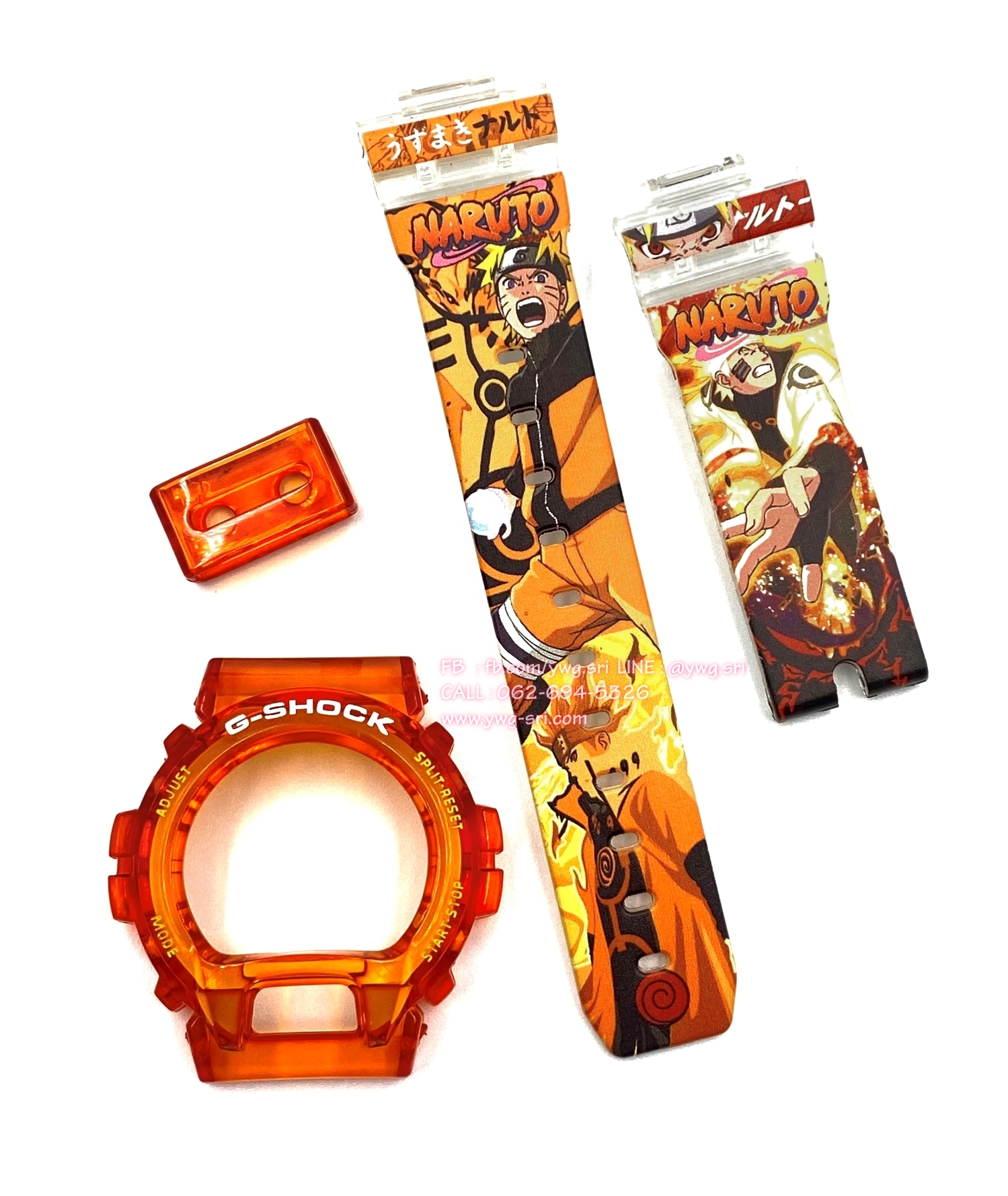 กรอบสาย G-SHOCK สีส้มใส สกรีนลาย Naruto ใส่ได้กับรุ่น DW-6900
