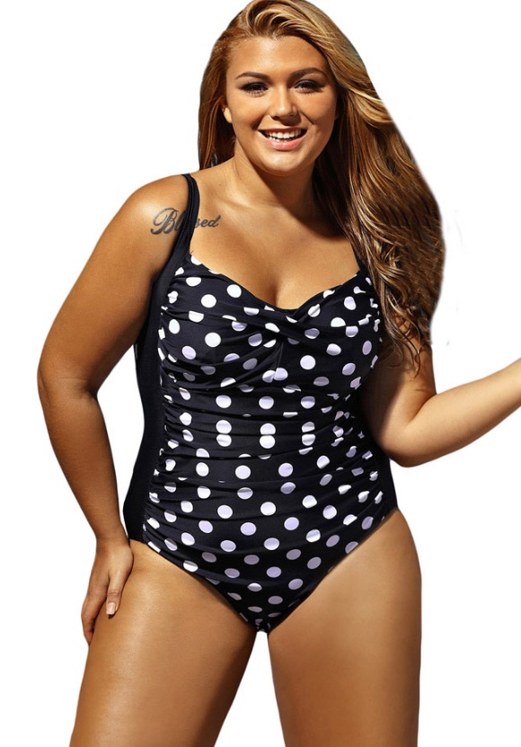 ชุดว่ายน้ำไซส์ใหญ่พร้อมส่ง :ชุดว่ายน้ำคนอ้วนวันพีชสีดำแต่งลายจุดสีขาวแบบเก๋ sexy มากๆจ้า:รอบอก44-52นิ้ว เอว40-48นิ้ว สะโพก44-54นิ้วจ้า