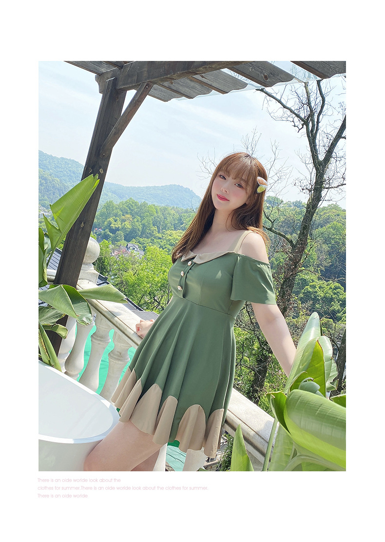 ชุดว่ายน้ำคนอ้วน 5xl พร้อมส่ง: ชุดเที่ยวทะเลไซส์ใหญ่สีเขียวเว้าไหล่ มีกางเกงขาสั้นใส่ด้านใน แบบสวยน่ารักมากๆจ้า:รอบอก42-52นิ้ว เอว34-44นิ้ว สะโพก40-52นิ้ว