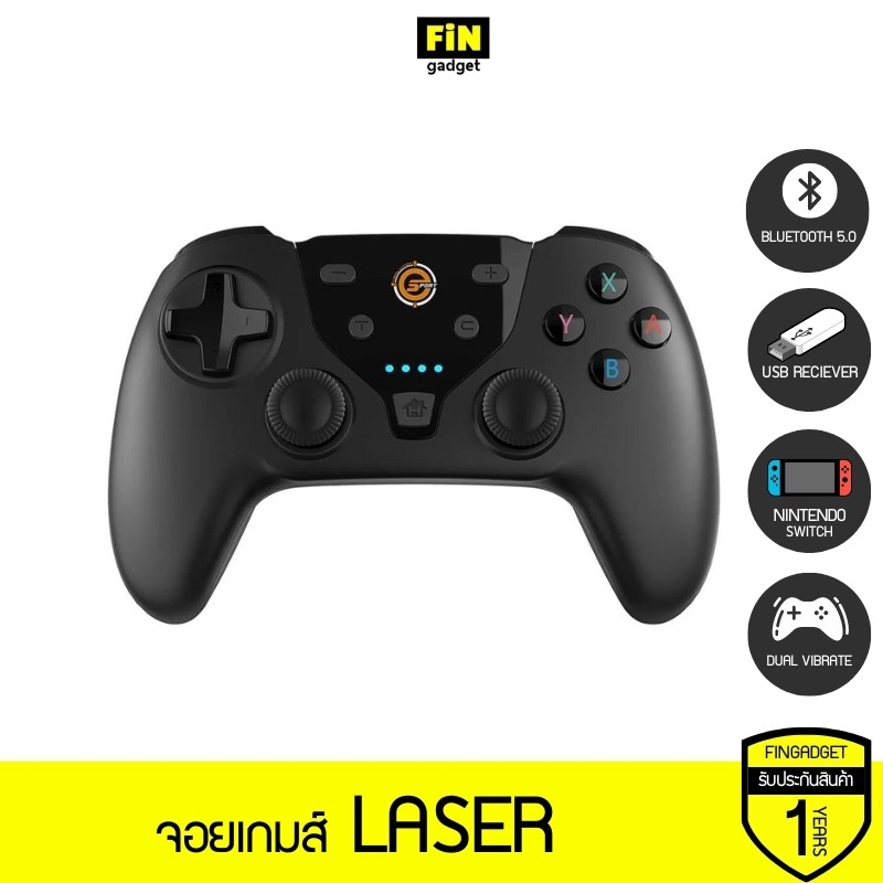 จอยคอนโทรลเลอร์ Neolution E-Sport Gamepad Laser tri mode Black 3 ระบบ ไร้สาย บลูทูธ และแบบมีสาย