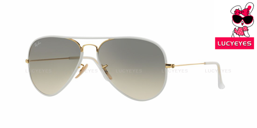 RAYBAN RB3025JM 146/32 AVIATOR FULL COLOR Size 58 กรอบขาว เลนส์เทาไล่สี