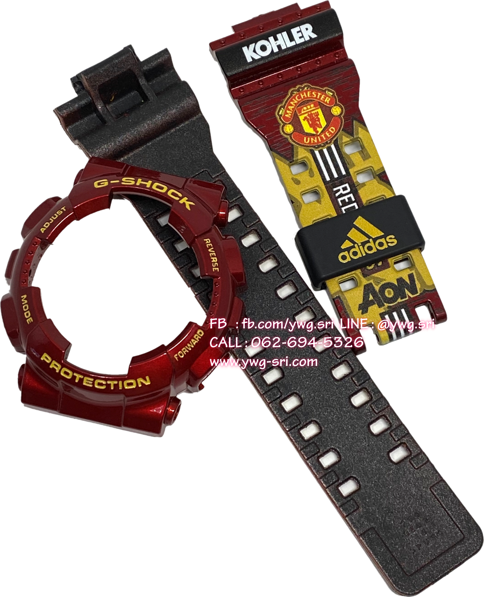 กรอบสาย G-SHOCK สีแดง สกรีนลาย Man United ใส่ได้กับรุ่น GA-100 ,GA-110 ,GA-120 ,GA-140 ,GAX-100 ,GD-100 ,GD-120