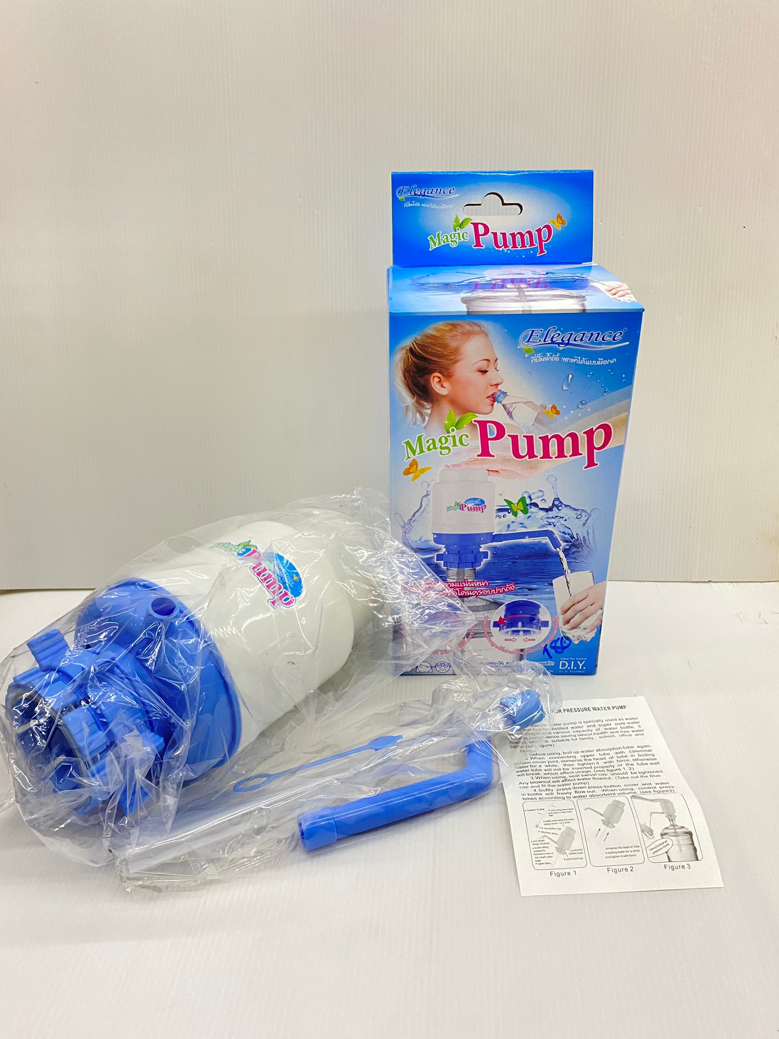 Elegance Magic Pump ปั๊มน้ำถัง พกพาได้แบบมือกด รุ่น EG4459 ใช้ได้กับถังน้ำดื่มทั่วไป (สีฟ้า) ของแท้100%