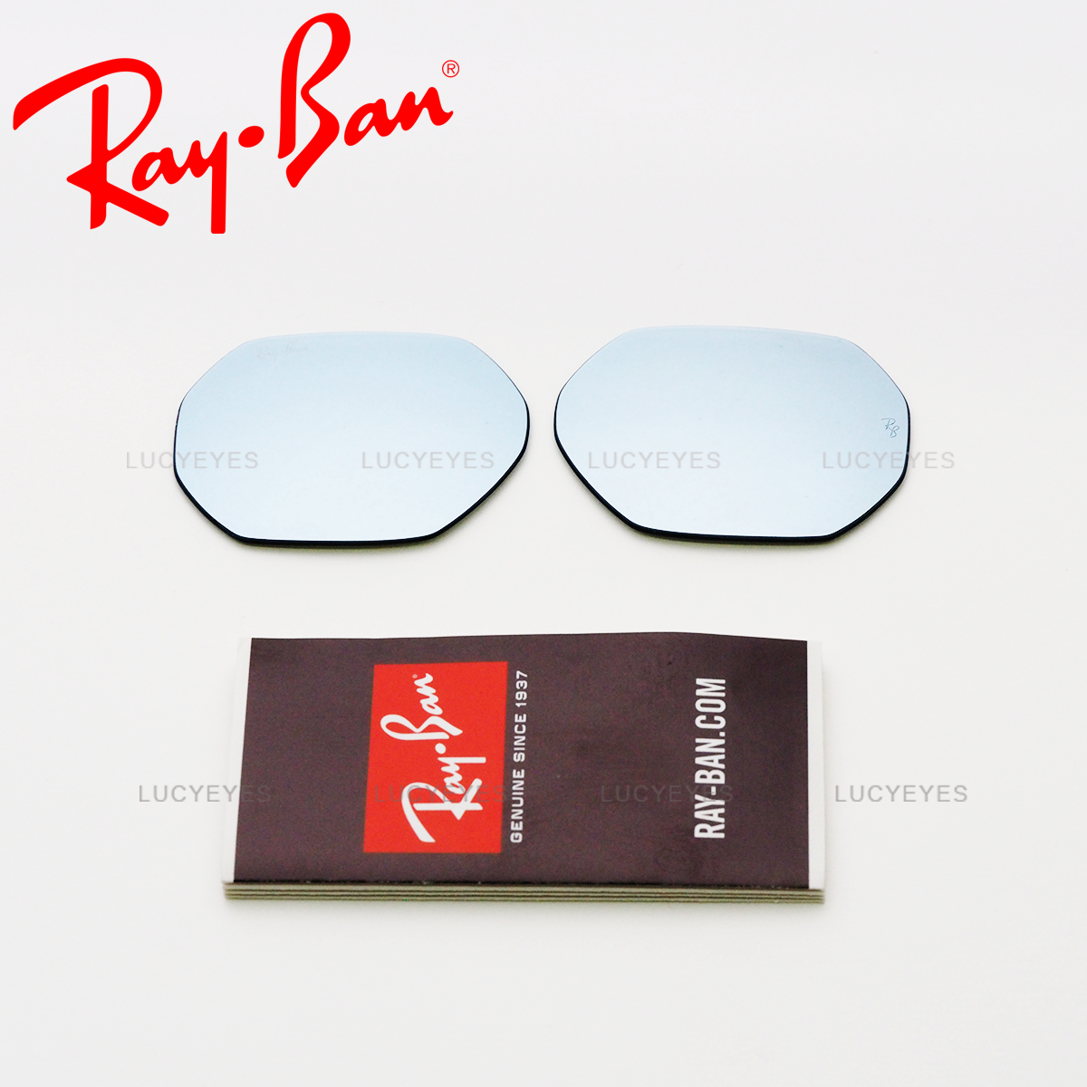 เลนส์ RAYBAN แท้ 100% RB3556N 001/30, OCTAGONAL FLAT LENSES เลนส์สีปรอทเงิน