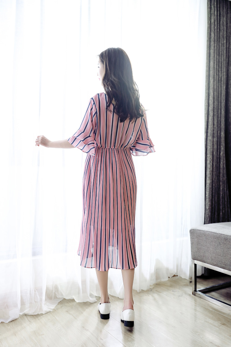 ชุดคลุมท้องเดรสสไตล์เกาหลี ช่วงล่างอัดพรีท ผ้าชีฟองใส่ได้ถึงคลอด สวยดูดีมากๆ M L XL XXL