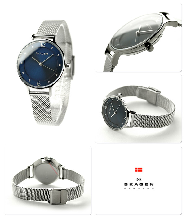 Skagen SKW2307 นาฬิกาผู้หญิง Skagen รุ่น SKW2307, Anita Blue Dial Crystal Mesh Bracelet Women's Watch
