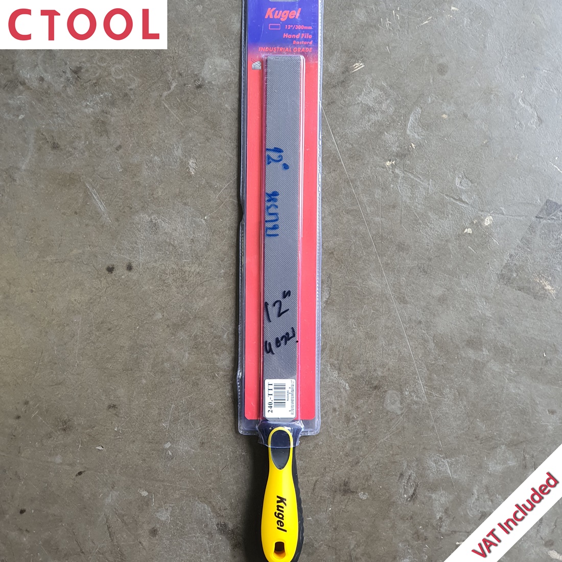 (สินค้าหมด)ตะไบแบน หยาบ12นิ้ว พร้อมด้าม 12" Kugel ของแท้ - Authentic Industrial Grade Hand File (Bastard) - ซีทูล Ctoolhardware