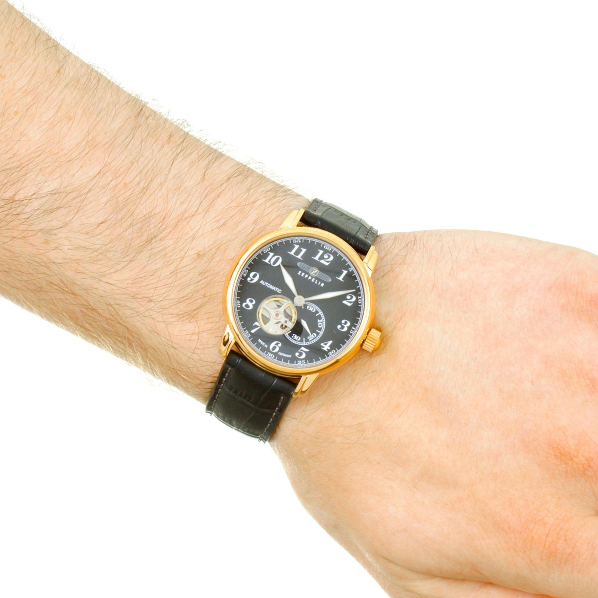 Zeppelin 7668-2 นาฬิกาผู้ชาย Zeppelin Model 7668-2, Series LZ127 Count Automatic Skeleton Men's Watch Made In Germany