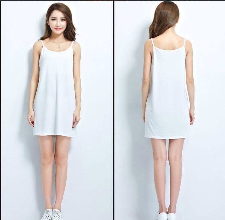 ชุดซับในเดรสคลุมท้อง ใส่สบาย ไม่ร้อน เนื้อผ้าละเอียด สีขาว-ดำ ฟรีไซส์