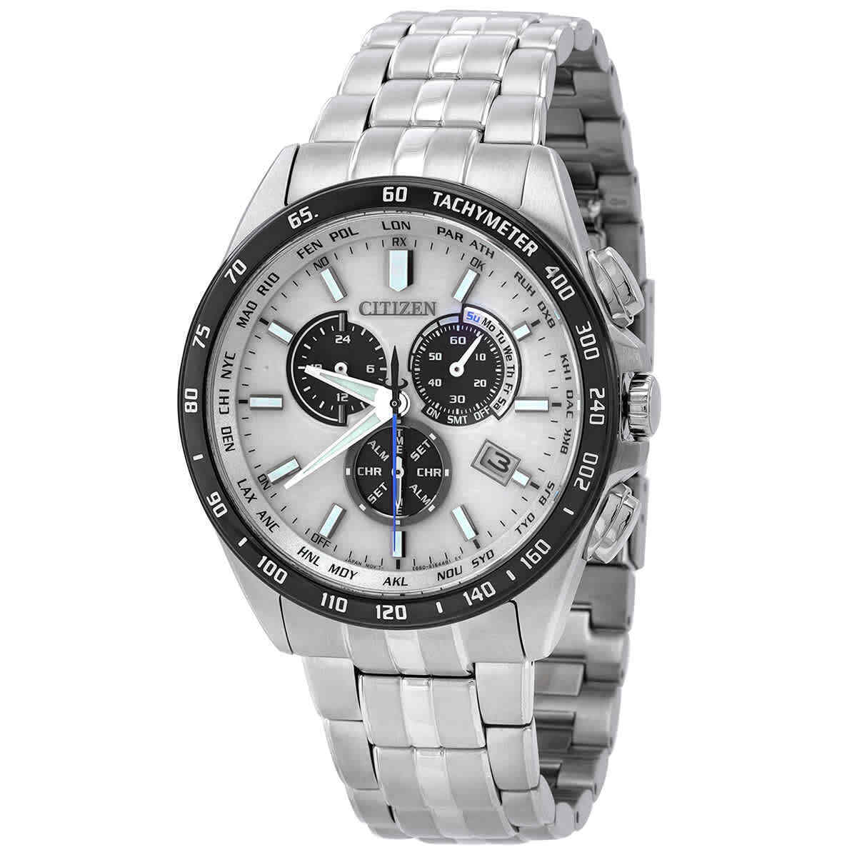 Citizen CB5874-90A นาฬิกาผู้ชาย Eco-Drive Perpetual Chronograph GMT Radio Controlled Men's Watch