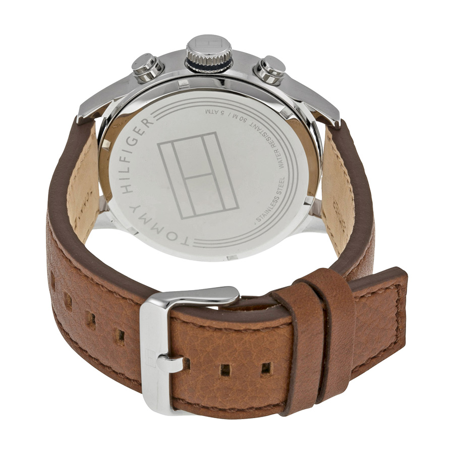 Tommy Hilfiger 1791137 นาฬิกาผู้ชาย Tommy Hilfiger รุ่น 1791137, Multi-Function Navy Blue Dial Brown Leather Men's Watch
