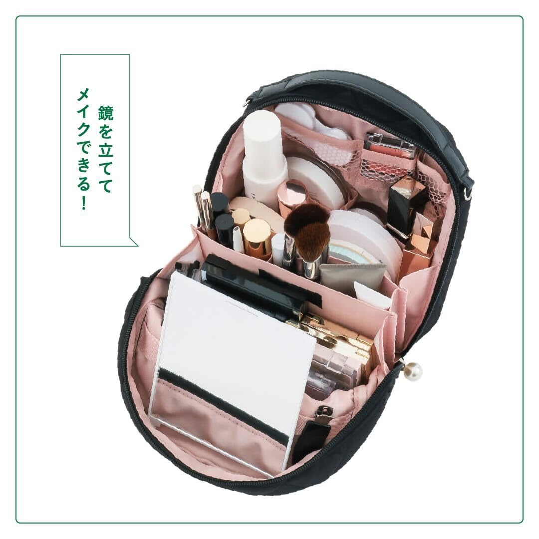 [PRE-ORDER] กระเป๋าใส่เครื่องสำอาง a-jolie Vanity Pouch 10th Anniversary กระเป๋าผ้าควิลท์ สีดำ แว่นดำ ตาโต กรอบมุก นำเข้าจากญี่ปุ่น ajolieアジョリー バッグ