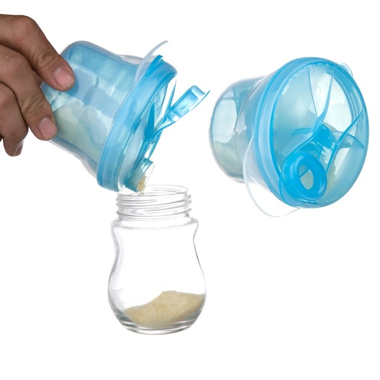 กล่องสามช่อง กล่องใส่ขนม กล่องนมผงหมุนได้สามช่อง