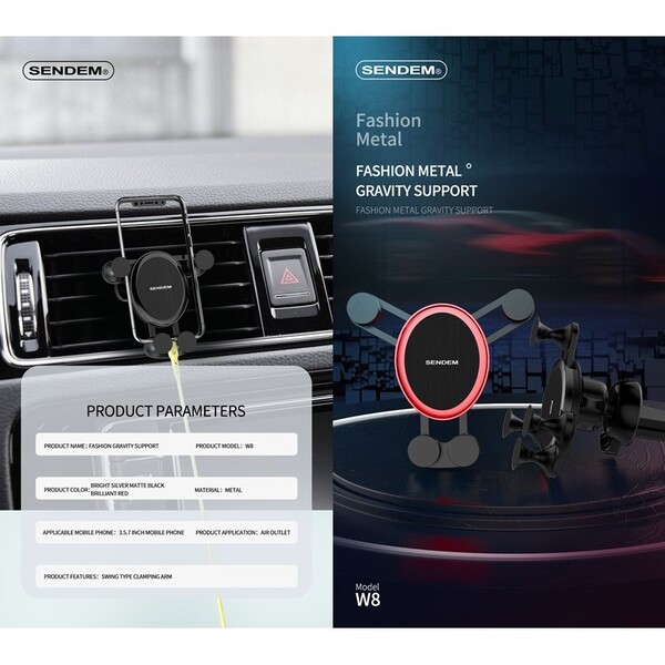 ที่ยึดมือถือ Sendem W8 Stylish metal grayvity bracket ประกันศูนย์ 1 ปี