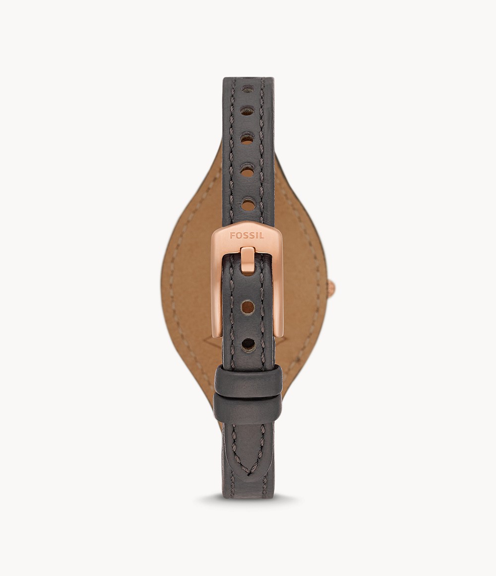 Fossil ES5212 นาฬิกาผู้หญิง Carlie Three-Hand Black LiteHide™ Leather Women's Watch