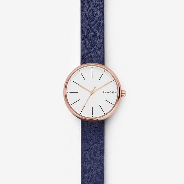 Skagen SKW2592 นาฬิกาผู้หญิง Signatur Blue Leather Women's Watch
