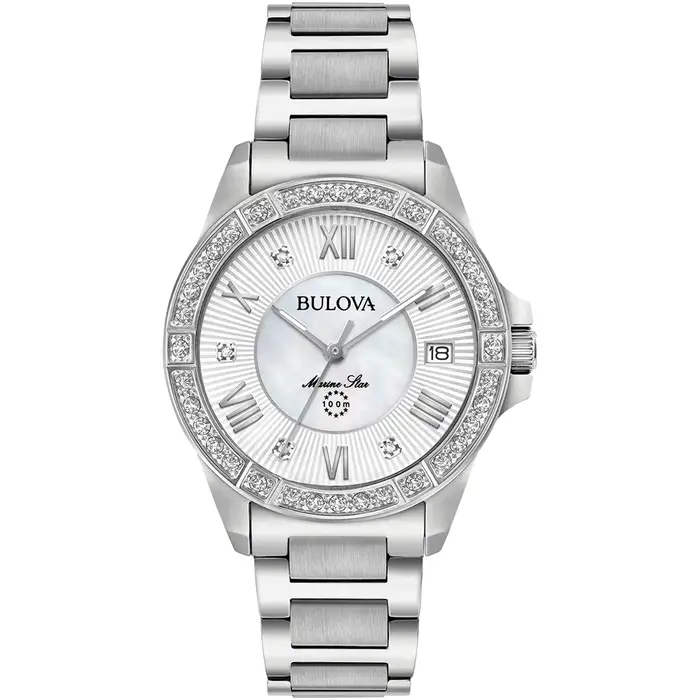 Bulova 96R232 นาฬิกาผู้หญิง Marine Star Quartz Diamonds Women's Watch