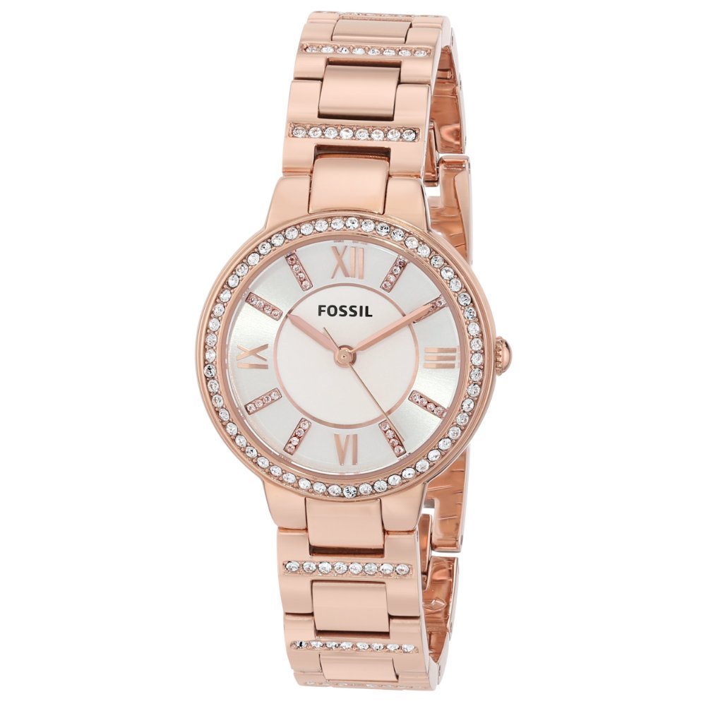 Fossil ES3284 นาฬิกาผู้หญิง Fossil รุ่น ES3284, Virginia Crystal Rose Gold Tone Women's Watch