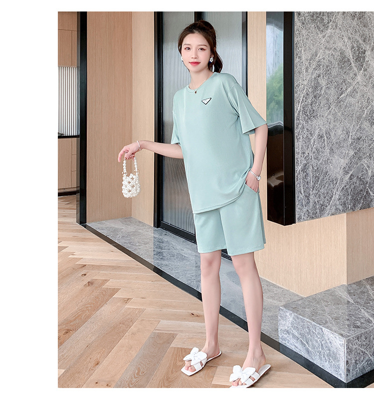 ชุดเสื้อคลุมท้อง+กางเกงขาสั้น สไตล์เกาหลี ผ้าเนื้อนิ่ม ยืดตัว ใส่สบายมากๆ กางเกงปรับได้ตามขนาดครรภ์ M,L,XL,XXL