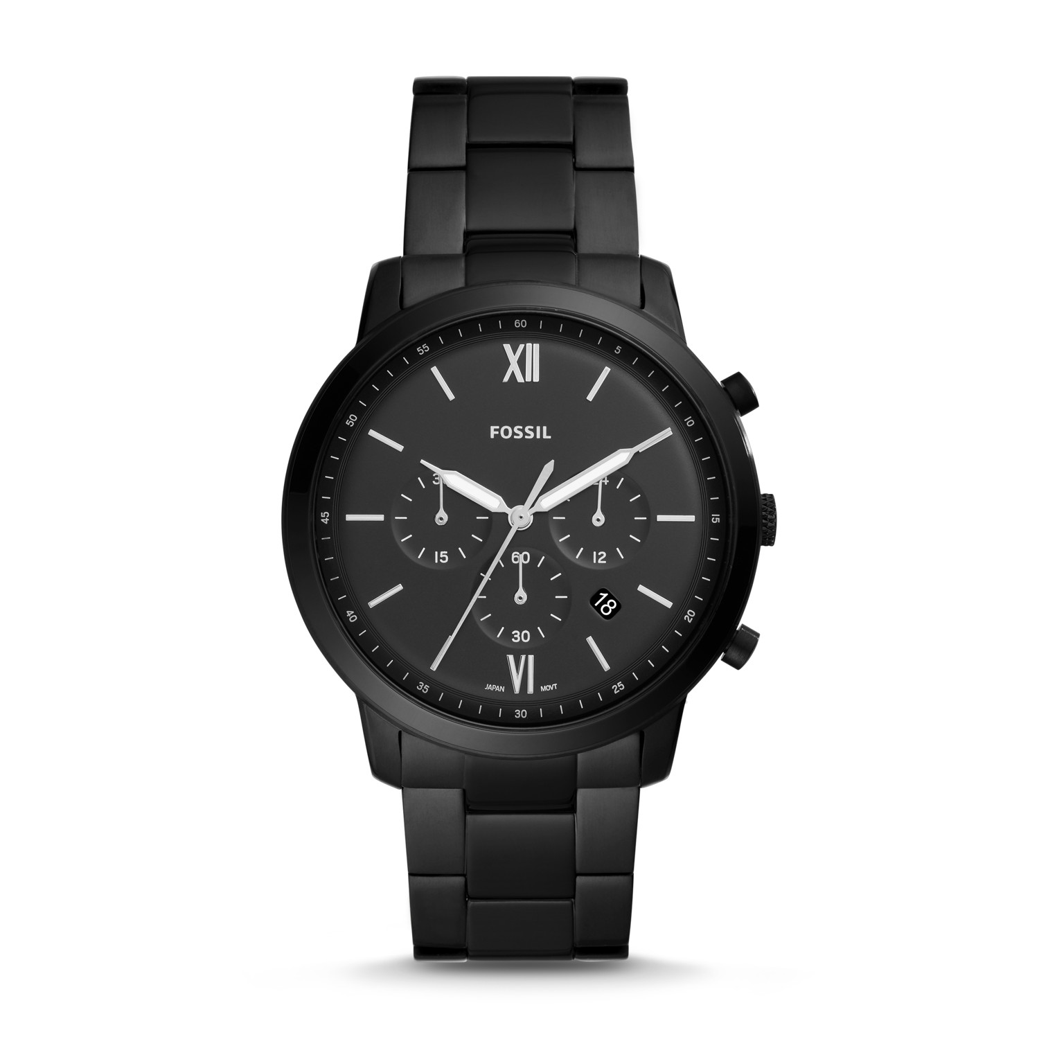 Fossil FS5474 นาฬิกาผู้ชาย Neutra Chronograph Black Stainless Steel Quartz Men's Watch