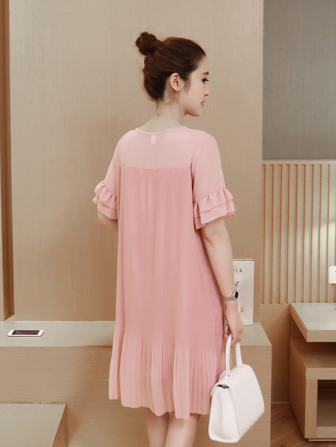 ชุดคลุมท้อง ผ้าชีฟอง ช่วงบนเป็นซีทรู ตัวชุดอัดพรีท น่ารักค่ะ M,L,XL,2XL