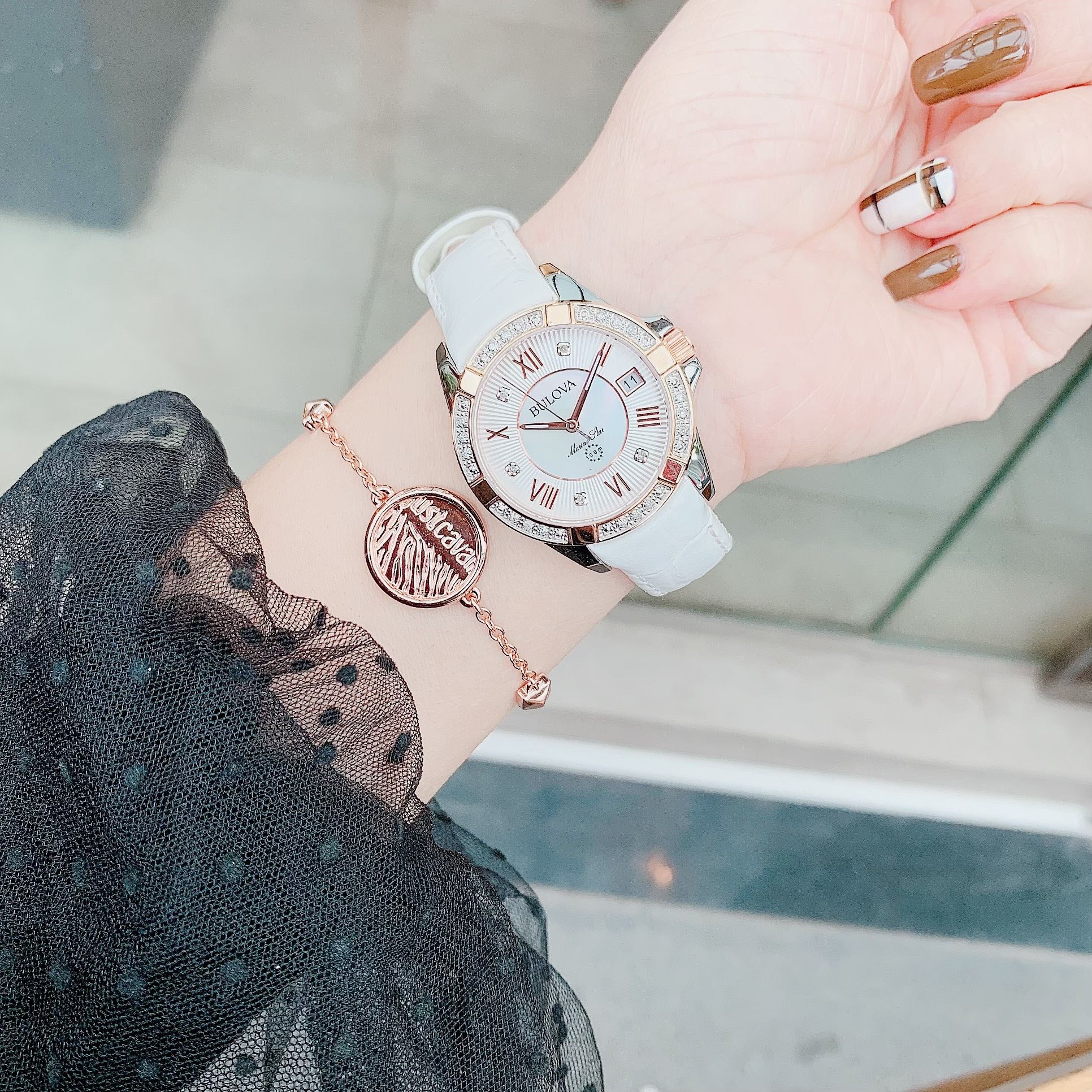 Bulova 98R233 นาฬิกาผู้หญิง Marine Star Quartz Diamonds Women's Watch