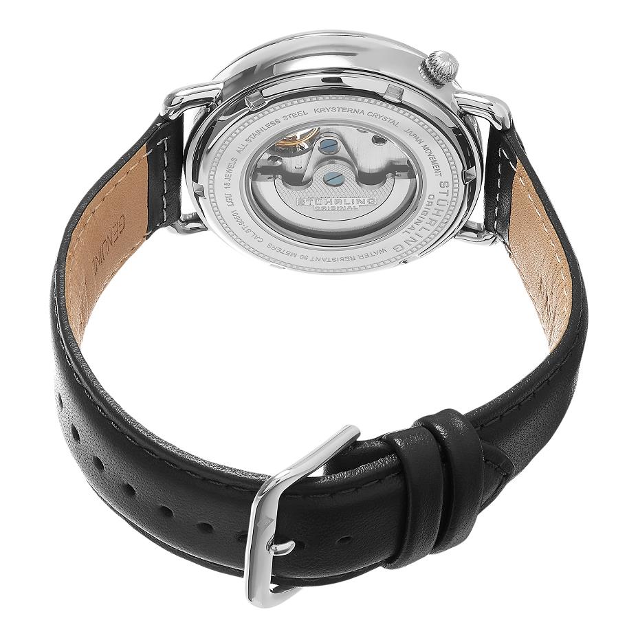 Stuhrling Original 693.02 นาฬิกาผู้ชาย Stuhrling Original รุ่น 693.02, Legacy Skeleton Mother of Pearl Genuine Leather Strap Men's Watch