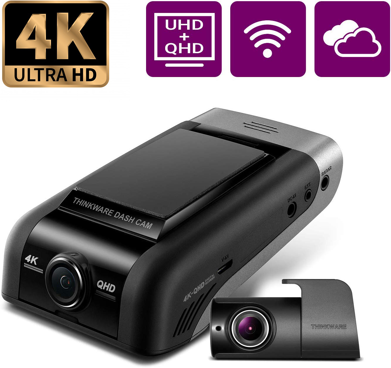THINKWARE U1000 Dual Dash Cam 4K UHD 3840X2160 Front Cam, 2K 2560X1440 Rear พร้อมเมม 32GB