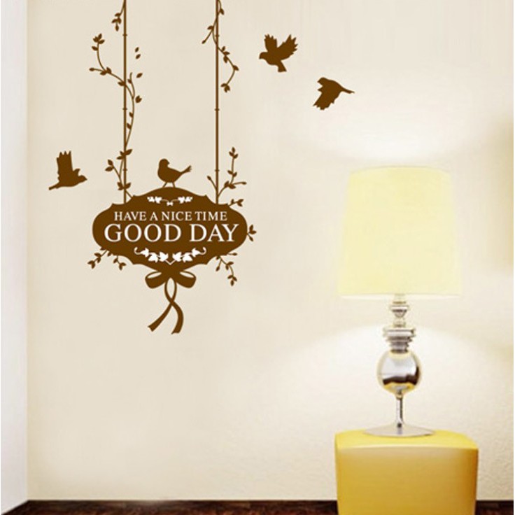 สติ๊กเกอร์ตกแต่งผนัง ขนาด 50x70 ซม. เนื้อ PVC มีกาวในตัว ไม่ทำลายผนัง เซต 4/4