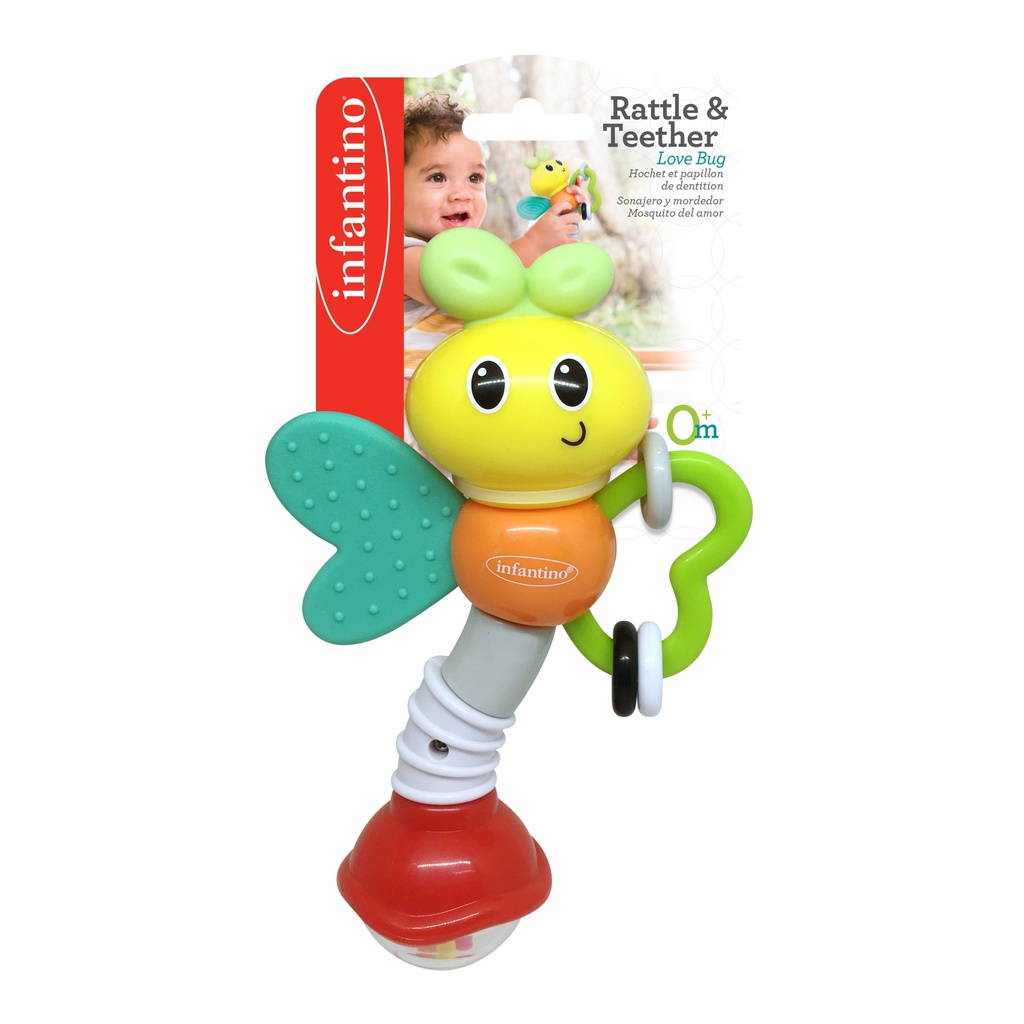 *แถมฟรี สายคล้องยางกัด ยืดหด* Infantino แมลงปอ ยางกัด ของเล่นเสริมพัฒนาการ : RATTLE & TEETHER LOVE BUG