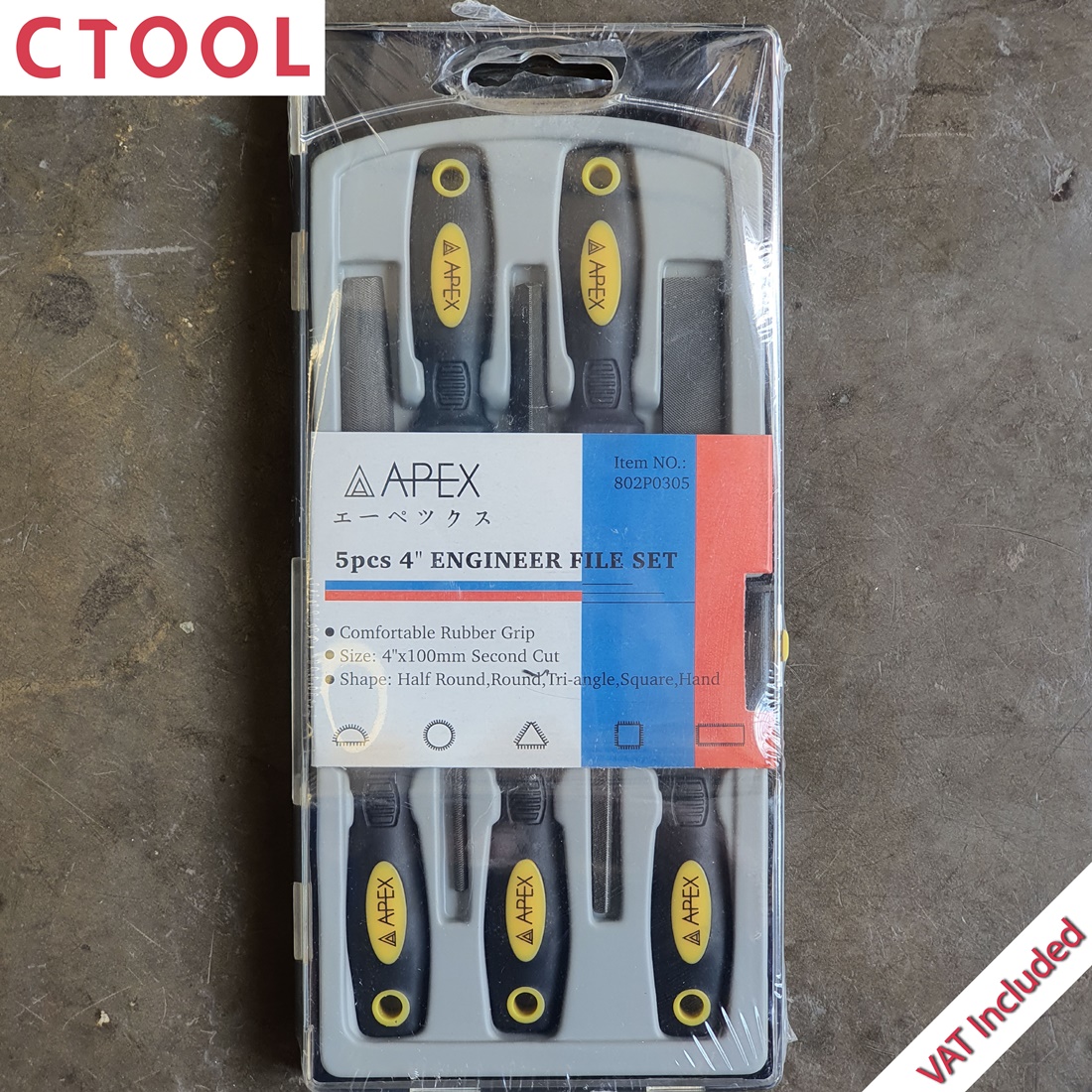 ชุดตะไบ 4 นิ้ว พร้อมด้าม 5 ตัว Apex ของแท้ - Authentic Hand Files Set 4" (5 Pieces) - ซีทูล Ctoolhardware