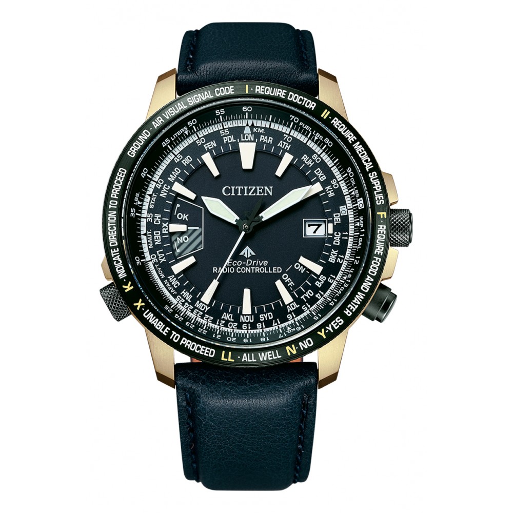 Citizen CB0204-14L นาฬิกาผู้ชาย Eco-Drive Promaster Sky Radio Controlled Titanium Pilots Men's Watch