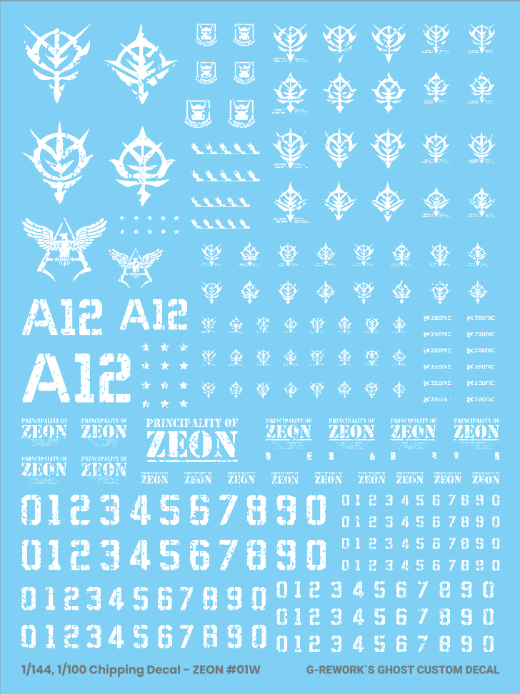 G-REWORK CUSTOM DECAL CHIPPING DECAL_ZEON_01_WHITE