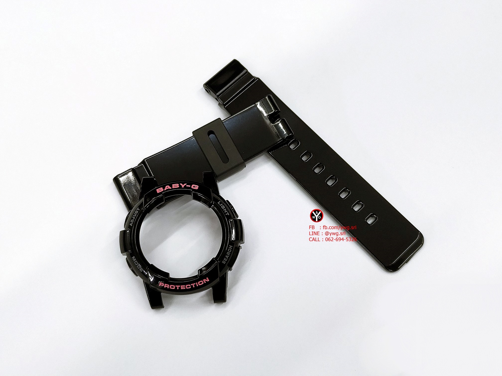 กรอบสาย BABY-G แท้ สีดำเงาฟอนต์ชมพูสลับเทา ใส่ได้กับรุ่น BGA-180 ,BGA-185