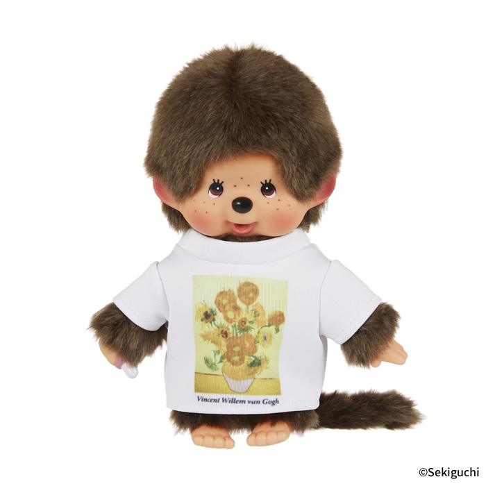 [PRE-ORDER] Monchhichi ตุ๊กตาม่อนชิชิคุง ใส่เสื้อ Van Gogh Size H19 x W13 x D7.5 cm นำเข้าจากญี่ปุ่น モンチッチくん 男の子 Tシャツ モンチッチ もんちっち monchhichi ゴッホ アート